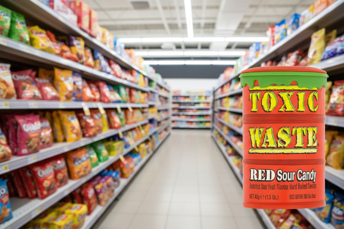 12 x Toxic Waste - Rote Saure Süßigkeiten 42 g