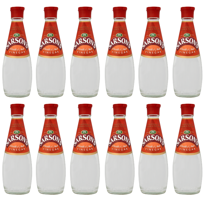 12 x Sarsons Vinagre Destilado de Mesa 250ml