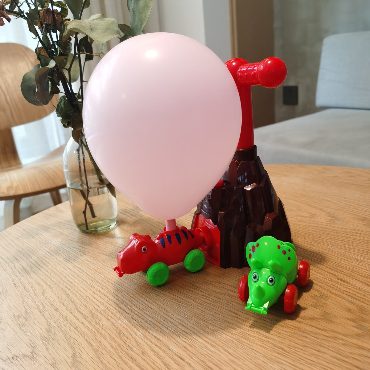 Dinosaur powered balloon car