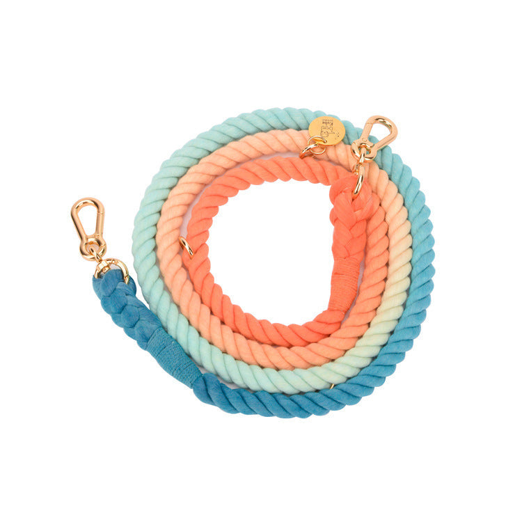 Multifunctional hand-woven gradient color collar