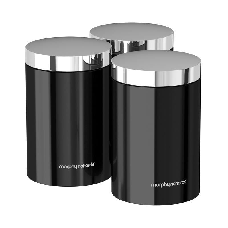 Morphy Richards Accents Set of 3 Canisters Black