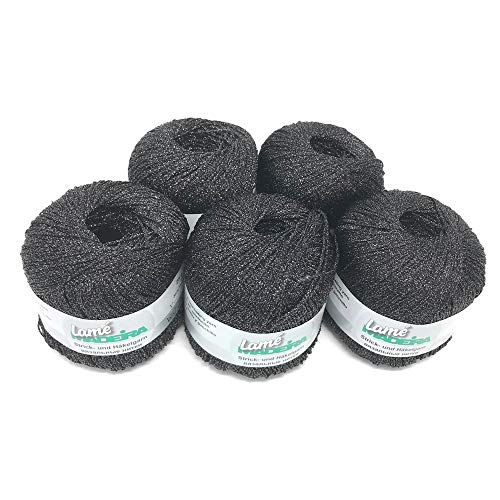 MADEIRA Lamé Metallised Crochet Yarn and Knitting Yarn 5 x 25 g