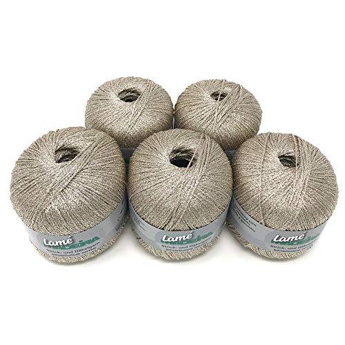 MADEIRA Lamé Metallised Crochet Yarn and Knitting Yarn 5 x 25 g