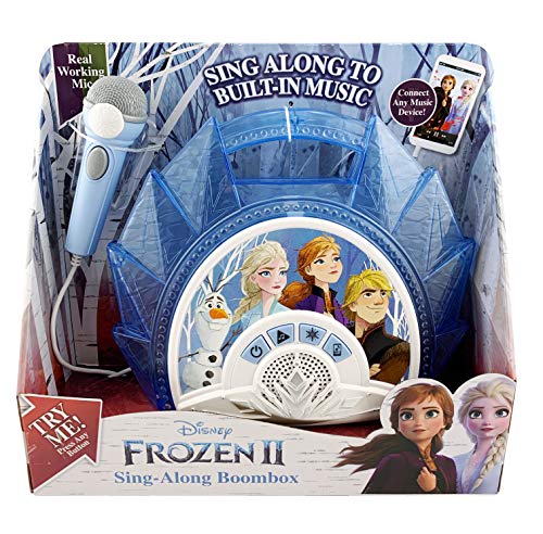 EKids FR-115F2eKids Frozen Sing Along Boombox with Microphone, Built in Music, Flashing Lights,Connects Mp3 Player Aux in Audio Device,blue