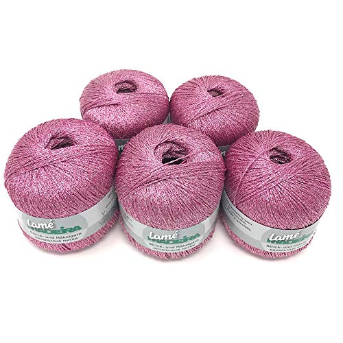 MADEIRA Lamé Metallised Crochet Yarn and Knitting Yarn 5 x 25 g