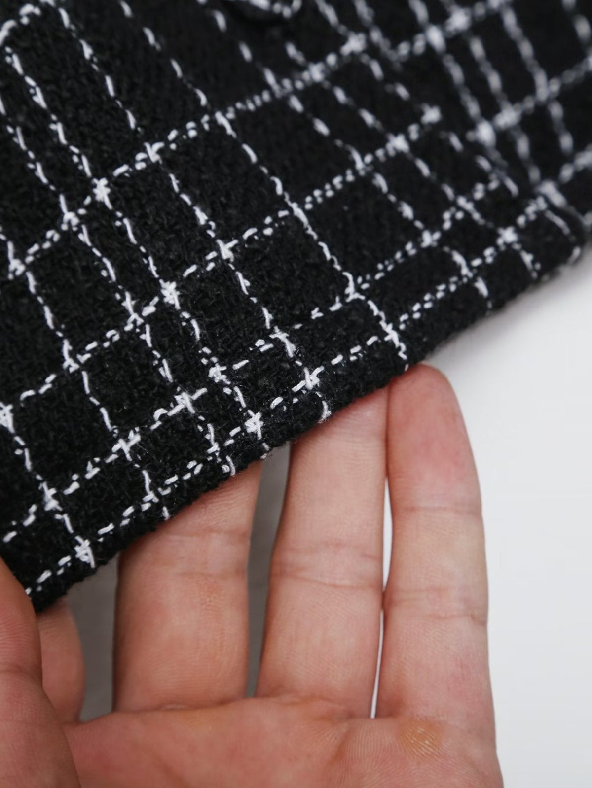 Women's Black And White Long Sleeved Patchwork Shirt