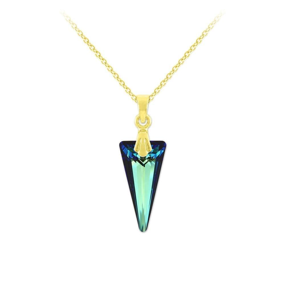 24K   Silver  Gold  Blue Pendant Necklace