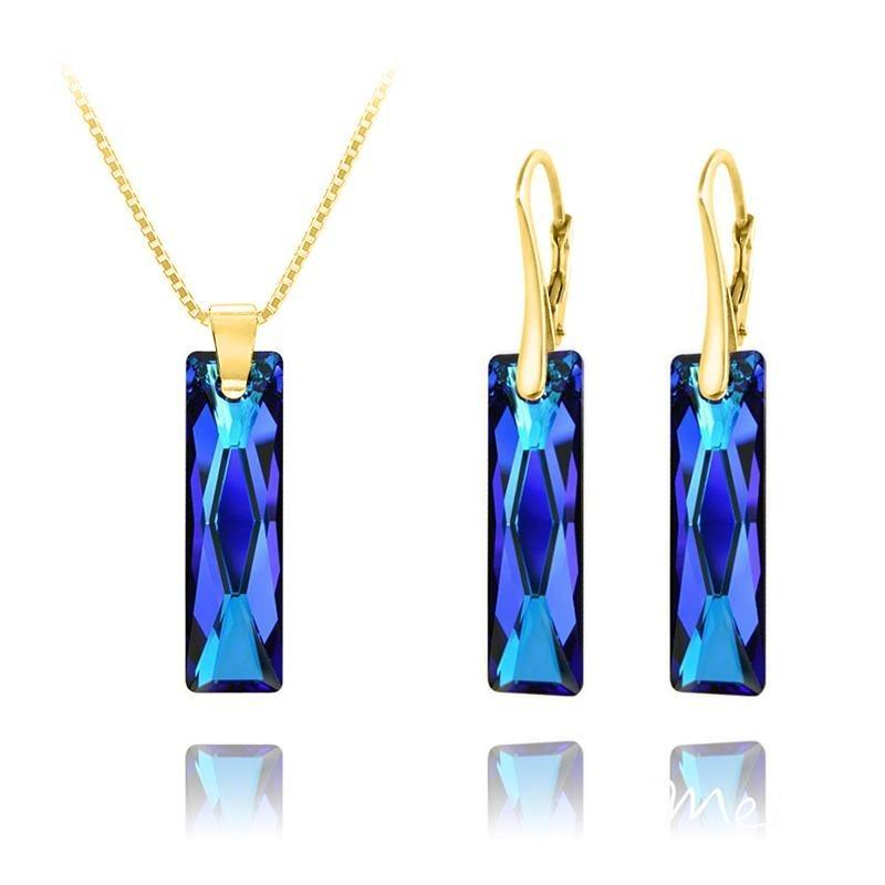 24K Bermuda Blue  Luxury   Pendant Necklace Jewellery Set