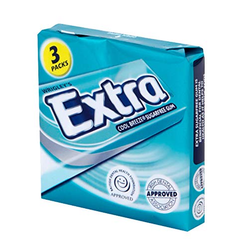 Extra Sugar Free Chewing Gum Wrigley 4 Pack Selection Bundle 3 x 9 Pieces of Peppermint, Spearmint, Cool Breeze & Strawberry Flavours