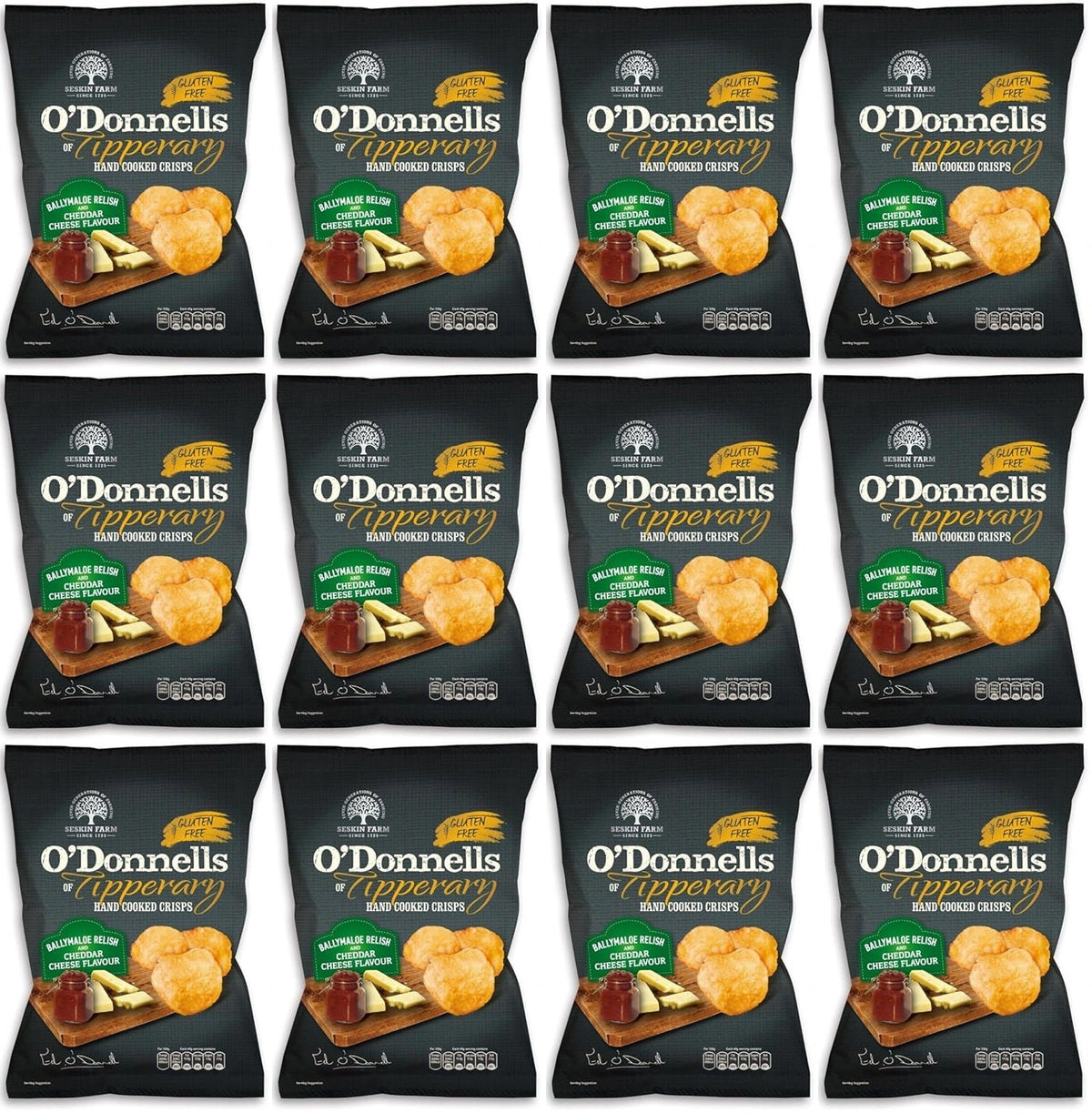 12 x Patatas fritas con queso cheddar y Ballymaloe Relish O Donnells 125 g