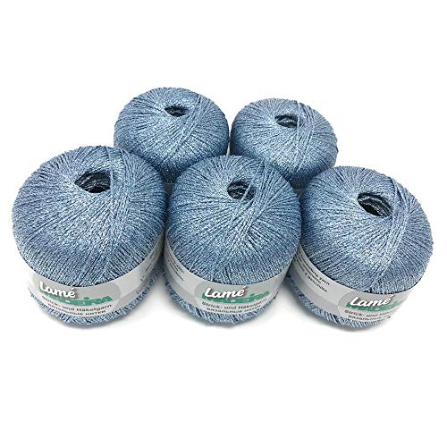 MADEIRA Lamé Metallised Crochet Yarn and Knitting Yarn 5 x 25 g