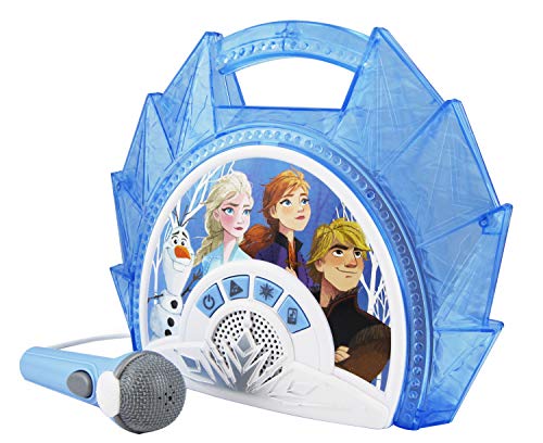 EKids FR-115F2eKids Frozen Sing Along Boombox with Microphone, Built in Music, Flashing Lights,Connects Mp3 Player Aux in Audio Device,blue
