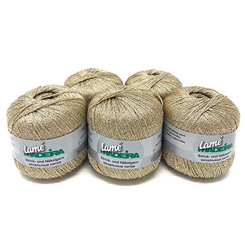 MADEIRA Lamé Metallised Crochet Yarn and Knitting Yarn 5 x 25 g