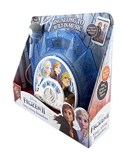 EKids FR-115F2eKids Frozen Sing Along Boombox with Microphone, Built in Music, Flashing Lights,Connects Mp3 Player Aux in Audio Device,blue