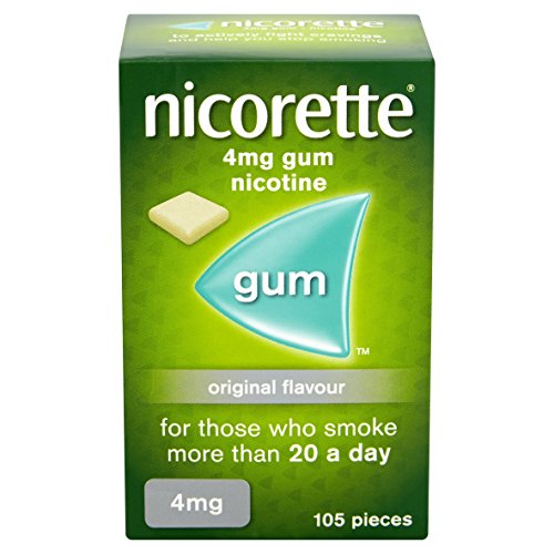 Nicorette Original Chewing Gum, 4 mg, 105 Pieces (Quit Smoking & Stop Smoking Aid)- Sugar free