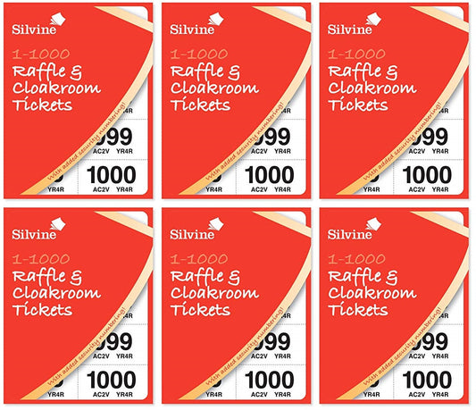 Cloakroom Ticket Books Numbered 1–1000 – Pack of 6