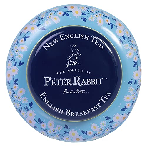 New English Teas Peter Rabbit Tea Caddy with 240 English Breakfast Tea Bags in Blue, Beatrix Potter