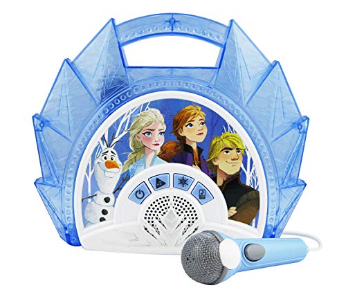 EKids FR-115F2eKids Frozen Sing Along Boombox with Microphone, Built in Music, Flashing Lights,Connects Mp3 Player Aux in Audio Device,blue