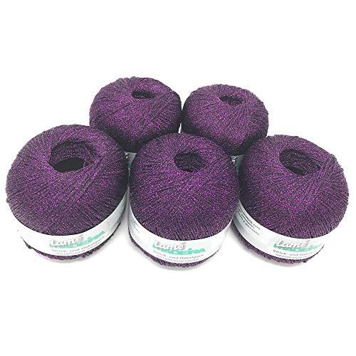 MADEIRA Lamé Metallised Crochet Yarn and Knitting Yarn 5 x 25 g