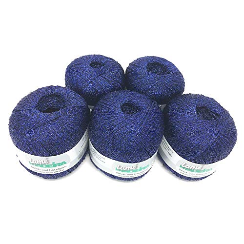 MADEIRA Lamé Metallised Crochet Yarn and Knitting Yarn 5 x 25 g