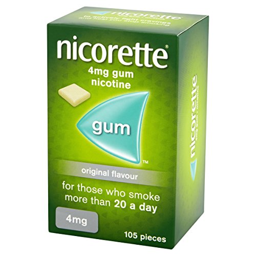 Nicorette Original Chewing Gum, 4 mg, 105 Pieces (Quit Smoking & Stop Smoking Aid)- Sugar free