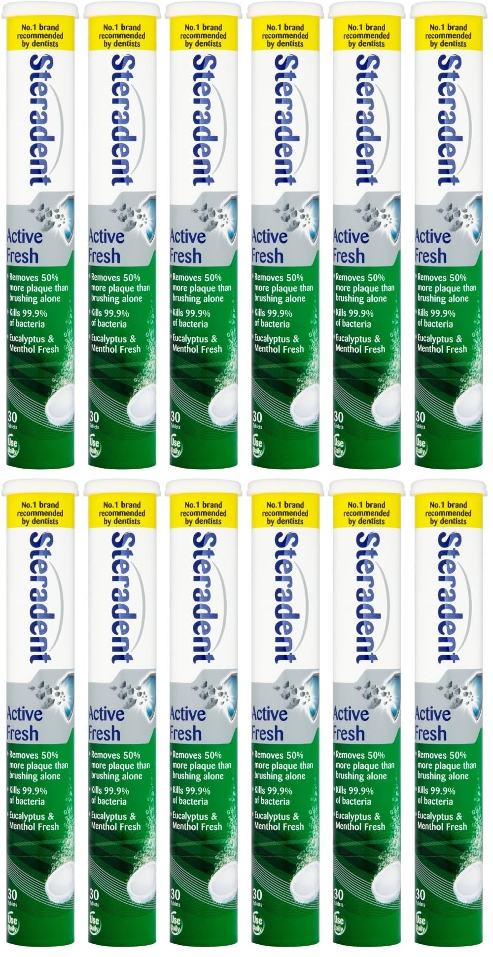 12 x Steradent Active Fresh - PAQUETE DE 30
