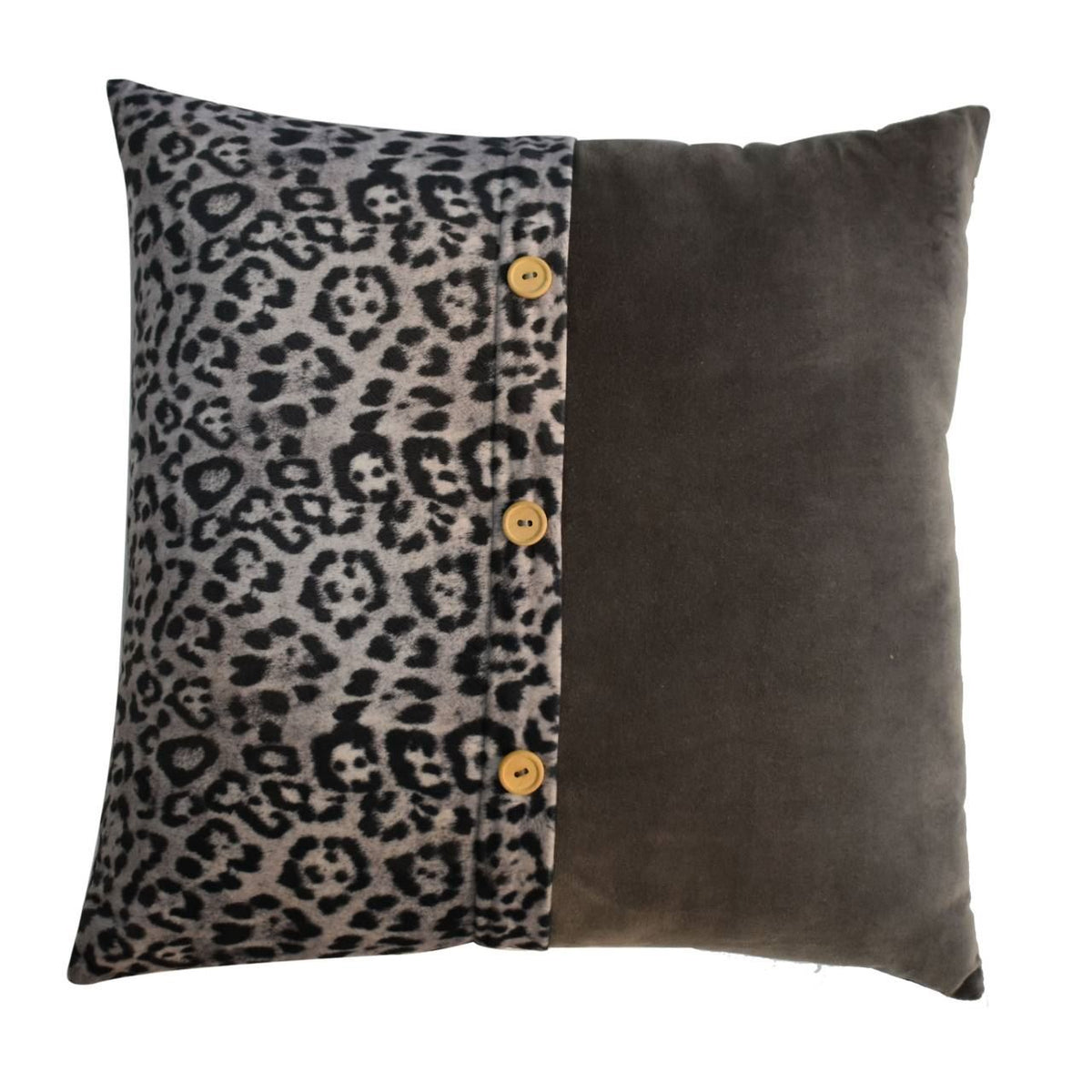 Artisan Quinn Cushion Set of 2 - White Leopard & Grey Velvet