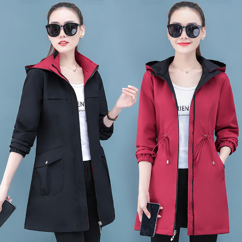 Women's Reversible Mid-Length Coat | 2-in-1 Spring & Autumn Jacket