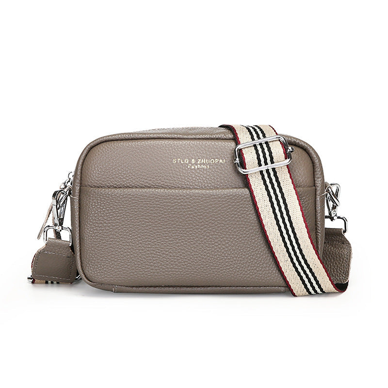 Fashion Simple Shoulder Messenger Bag Top Layer Cowhide Small Square Bag
