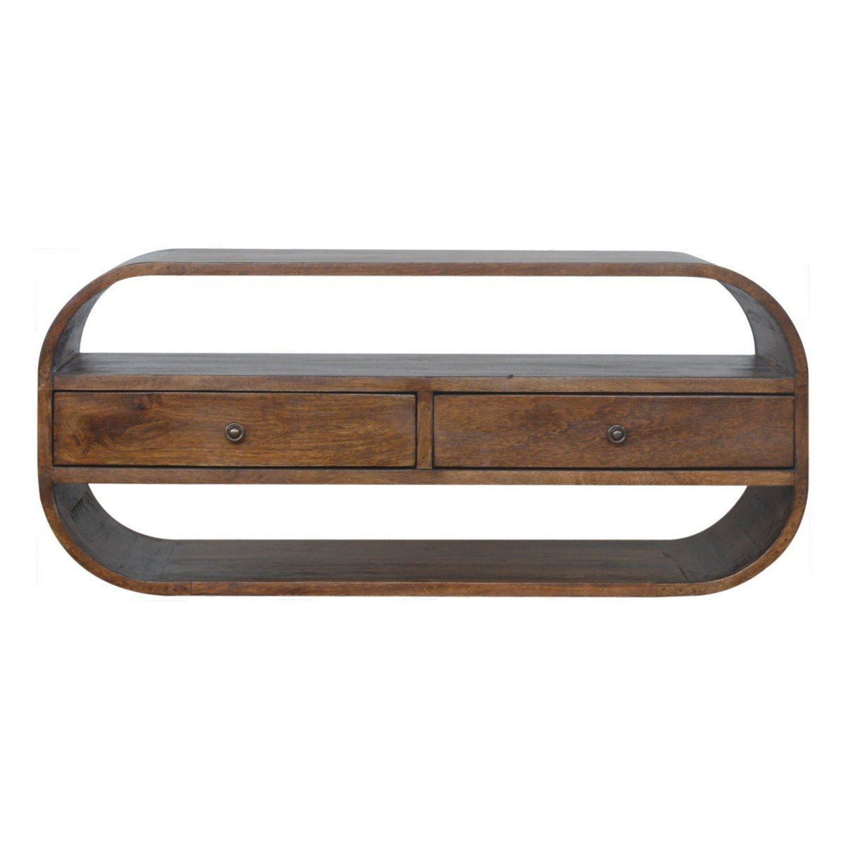 Artisan Chestnut Curved Edge Media Unit with 2 Drawers