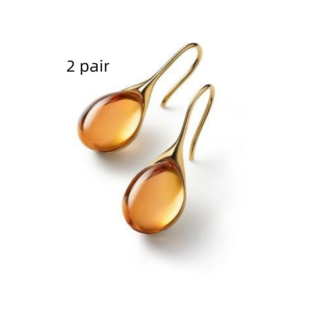 Four Color Inlaid Opal Earrings European And American Ladies Fashion Earrings