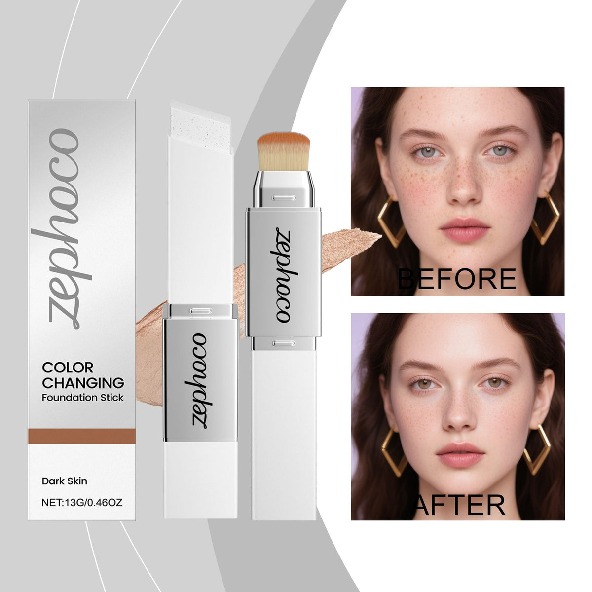 2-in-1 Color-Changing Foundation Stick Deep Skin Tone