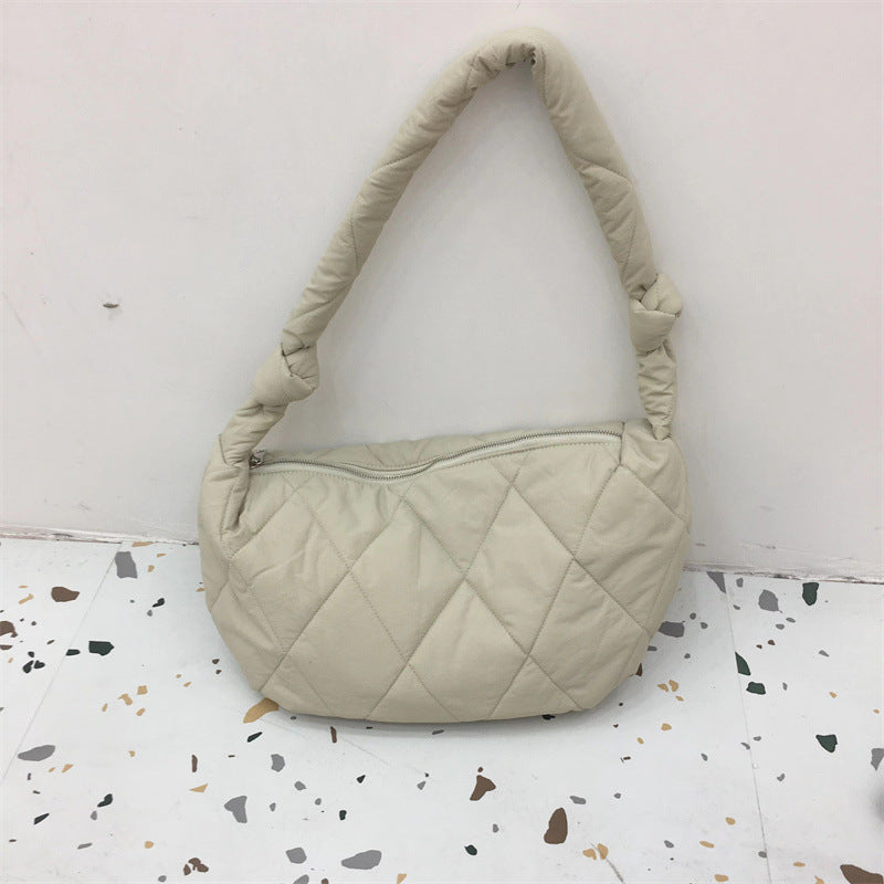 Minority Simple Rhombic Elegant Leisure Textured Down All-match Bag