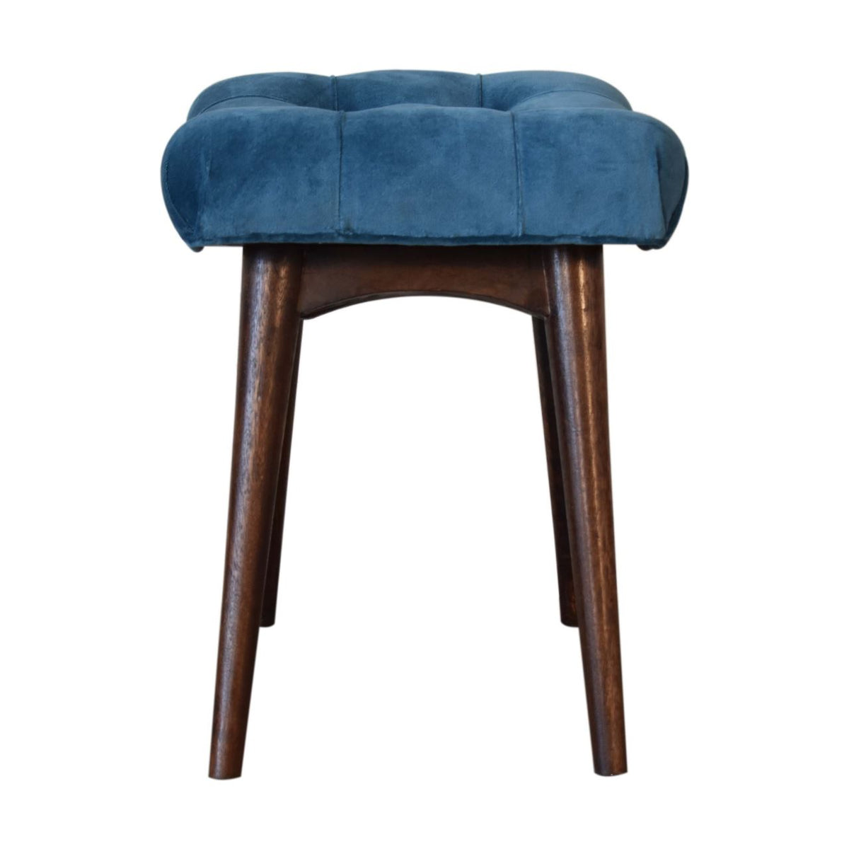 Artisan Mini Teal Cotton Velvet Curved Bench