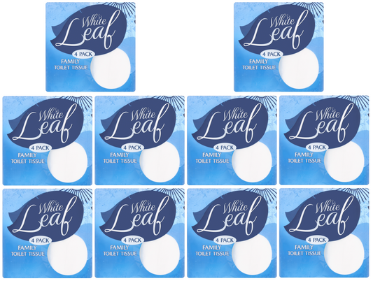 Papel higiénico White Leaf – 10 paquetes de 4 rollos (40 rollos en total)