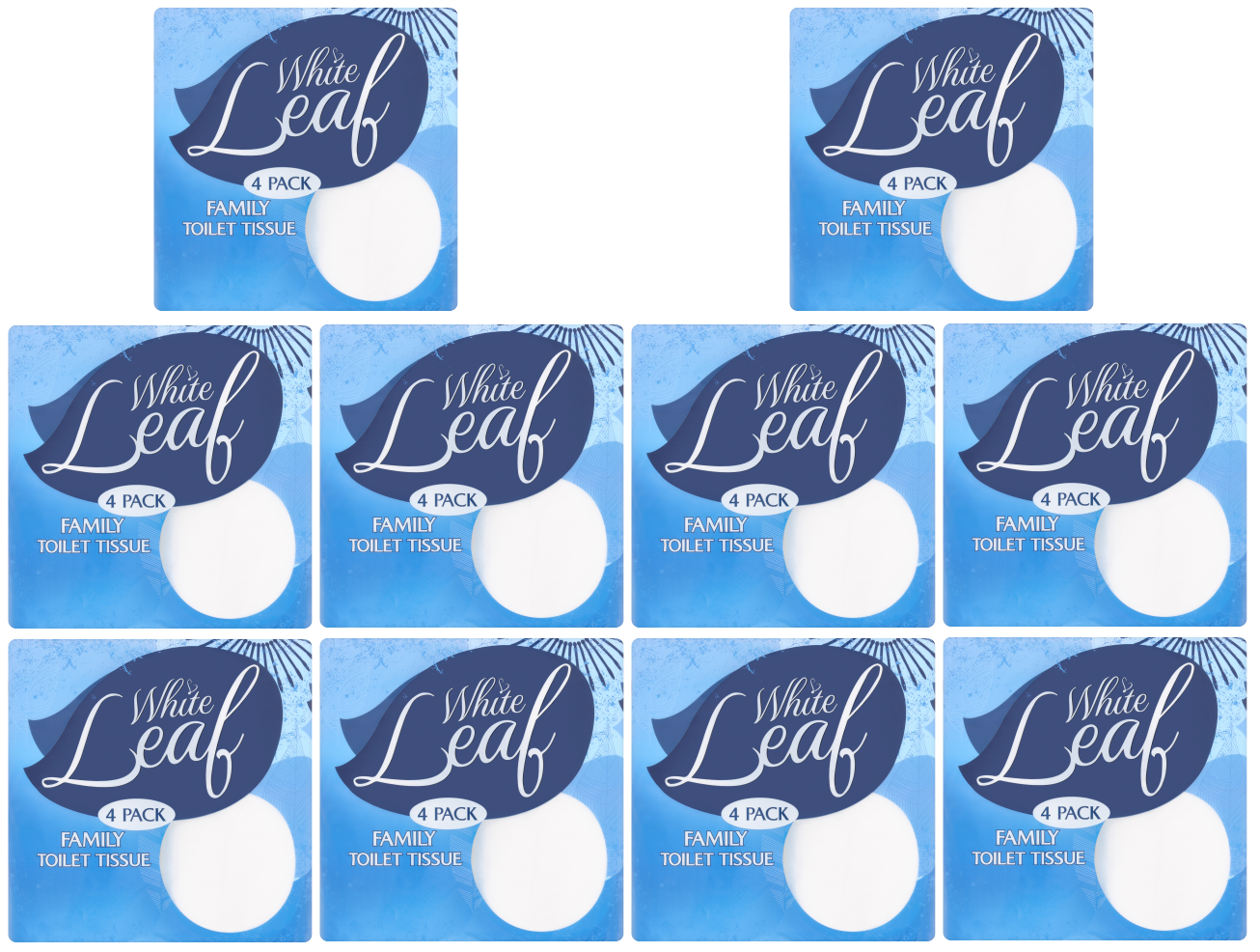 10 x White Leaf 4-lagiges Toilettenpapier