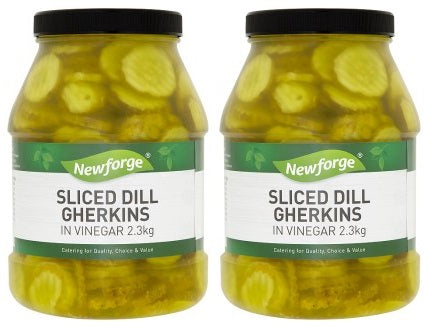 2 x Pepinillos en rodajas Newforge con eneldo en vinagre 2,3 kg