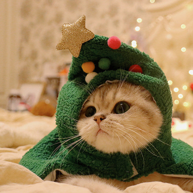 Pet Autumn And Winter Warm Antlers Hat Cloak