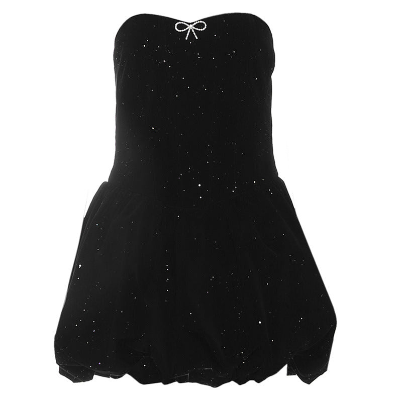French Sexy Off-neck Strapless Dress Elegant Backless Waist-tight Dress