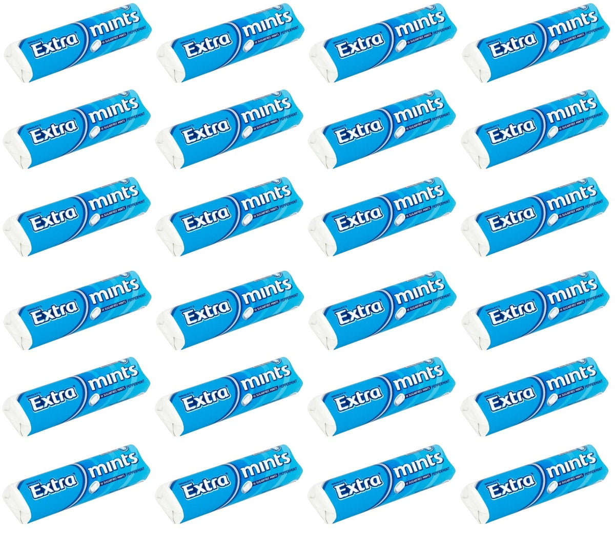 24 X Extra Mints Zuckerfreie Pfefferminz-Rollenpackung 16 Stück