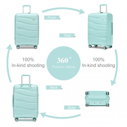 K2094L - Kono 28 Inch Lightweight Polypropylene Hard Shell Suitcase With TSA Lock - Mint Green