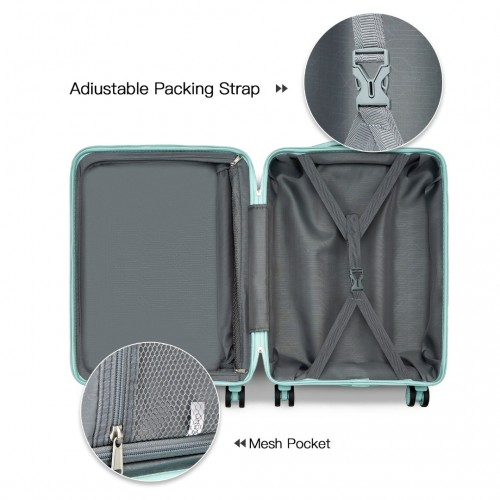 K2094L - Kono 28 Inch Lightweight Polypropylene Hard Shell Suitcase With TSA Lock - Mint Green