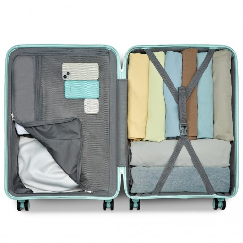 K2094L - Kono 28 Inch Lightweight Polypropylene Hard Shell Suitcase With TSA Lock - Mint Green