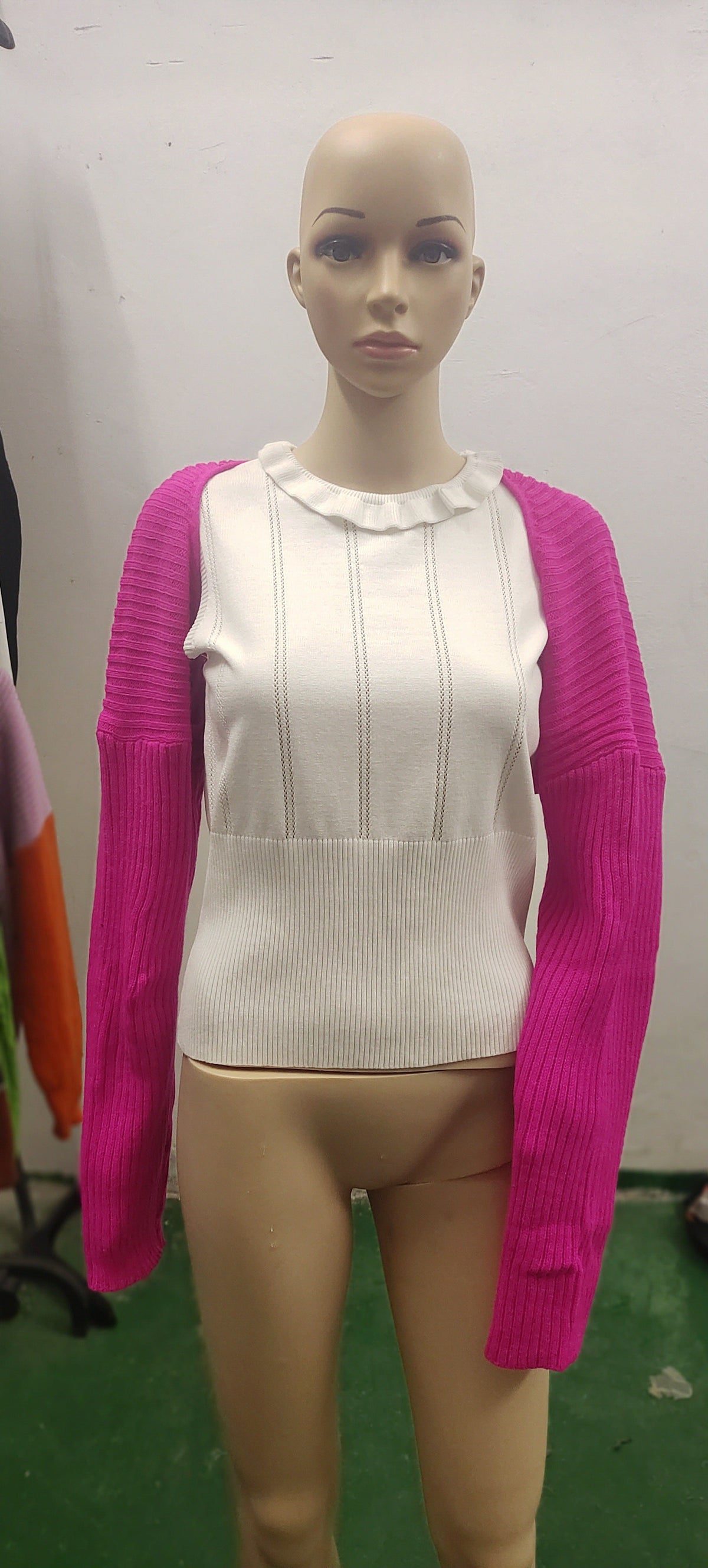 Wool Knitted Sexy Solid Color Ultra Short Long Sleeve
