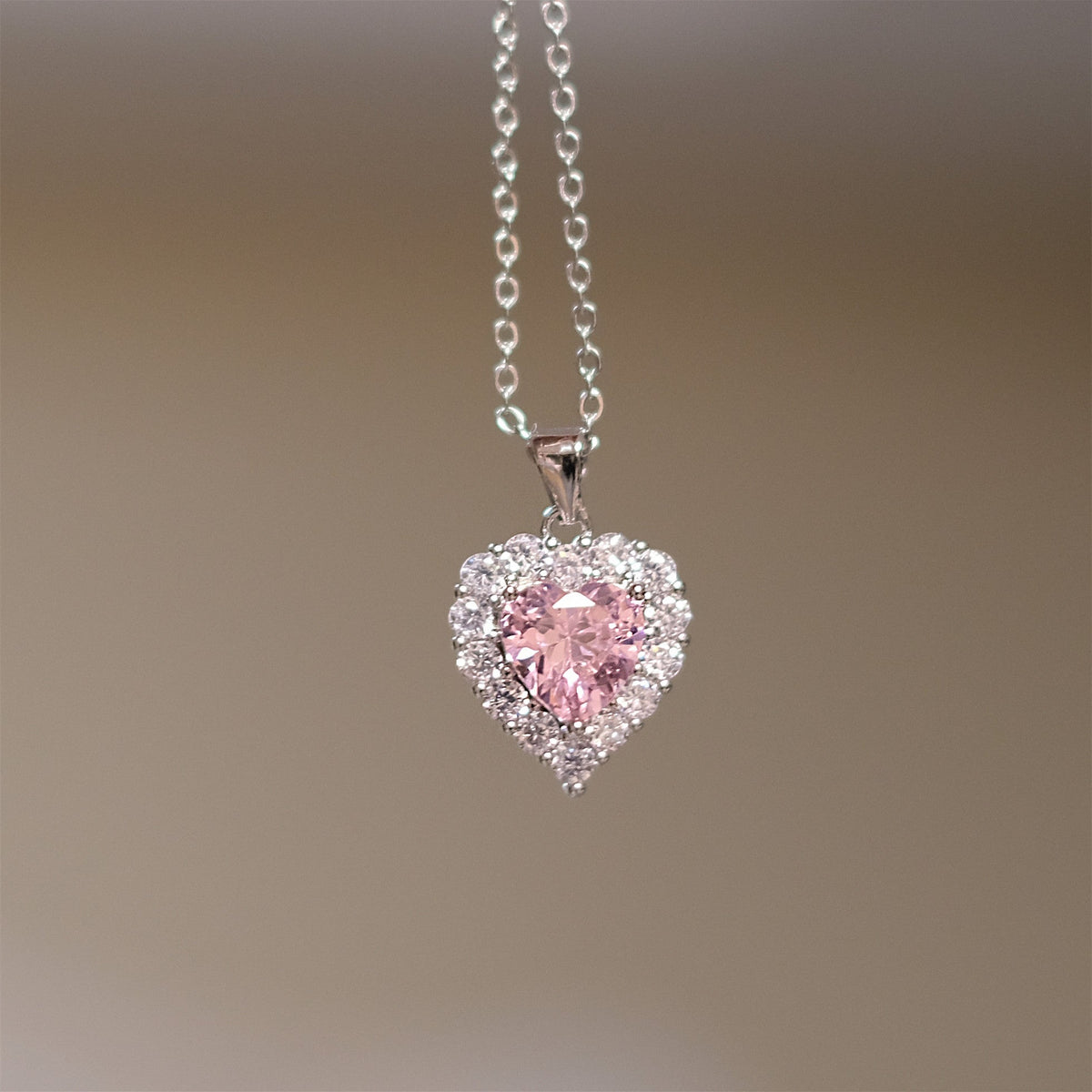 Love Heartbeat Pink Love Zircon Earrings Necklace Set Qixi Valentine's Day Gift For Girlfriend