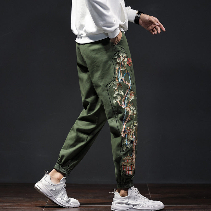 Men's Patchwork Embroidered National Trend Loose Pants