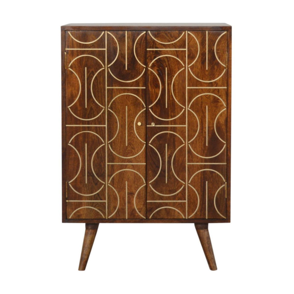 Artisan Chestnut Gold Inlay Abstract Cabinet