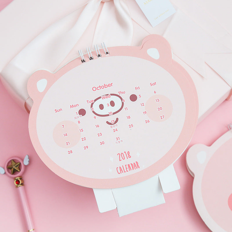Lovely Happy Pig Desktop Calendar DIY Table Calendars Daily Schedule Planner