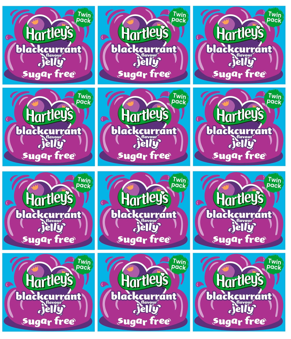 12 x Hartley's Sugar Free Blackcurrant Flavour Jelly 2 X 11.5G