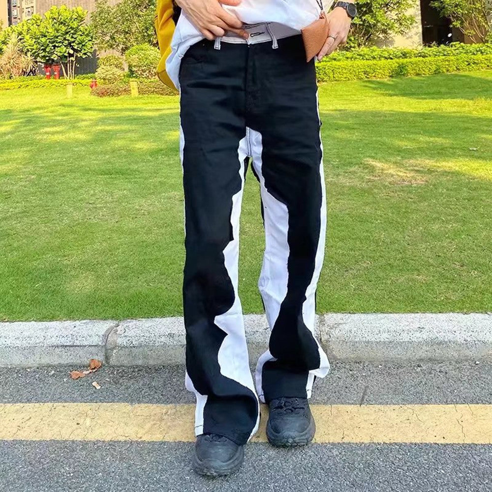Black And White Patchwork Design Sense Patchwork Jeans